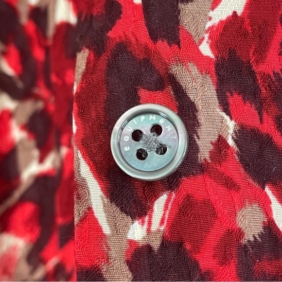 Equipment Slim Signature Blouse Merlot Multi size Small button‎ down shirt red - Picture 10 of 16